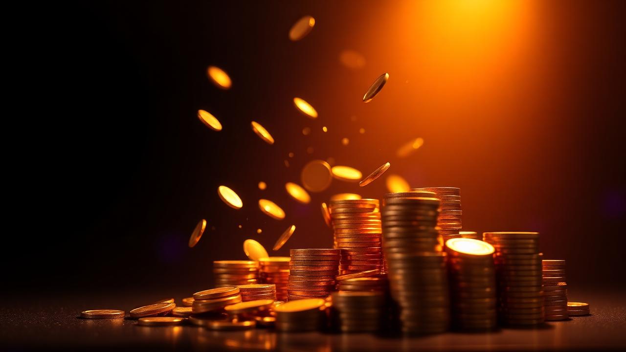 Goldener Jackpot mit fallenden Münzen bei Betiro